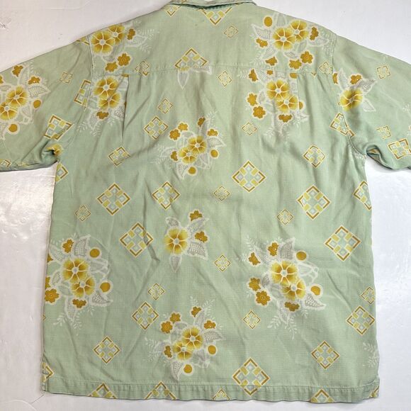 Tommy Bahama 100% Silk Button Up Shirt Sz Large Green Floral Short Sleeve *Spot - Picture 6 of 10